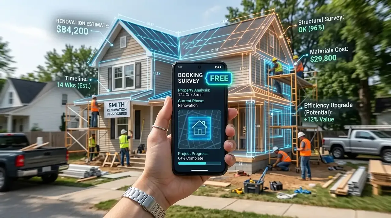 Tim teknis melakukan inspeksi dan survei renovasi rumah gratis akurat
