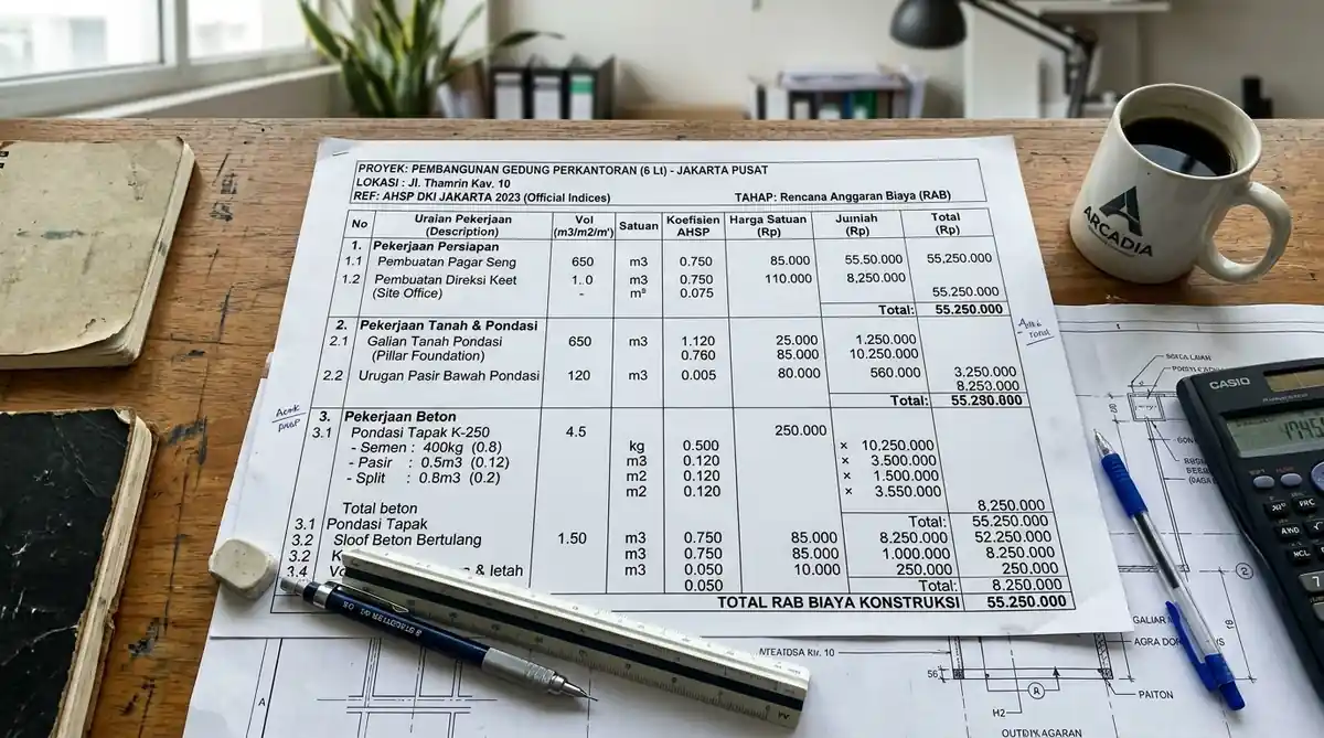 Cara menghitung rab bangun rumah lembar kerja excel analisa harga satuan pekerjaan ahsp