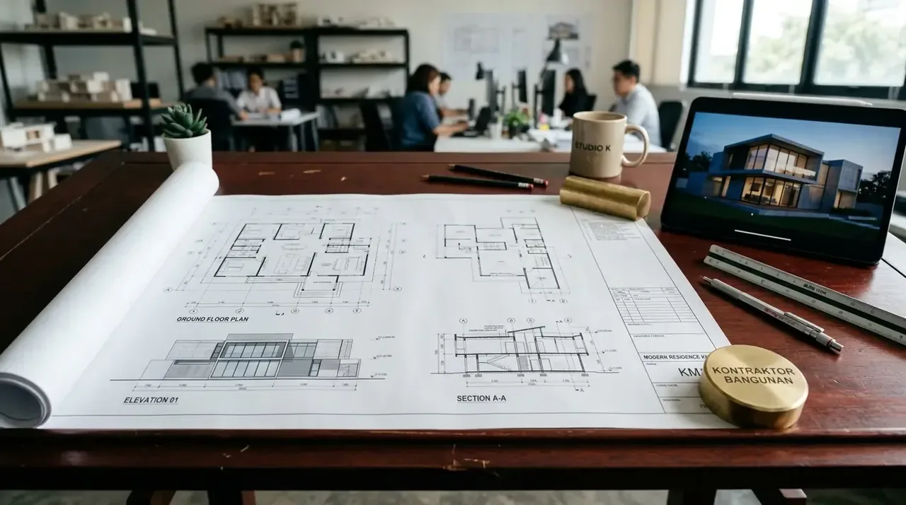 Contoh gambar kerja rumah minimalis dan denah rumah minimalis 1 lantai arsitektural