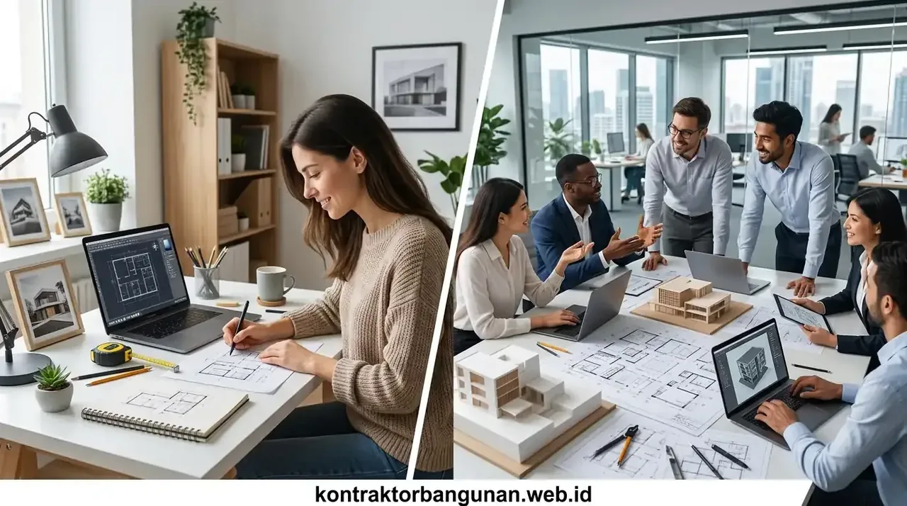 Diskusi perancangan gambar kerja DED biro arsitek profesional