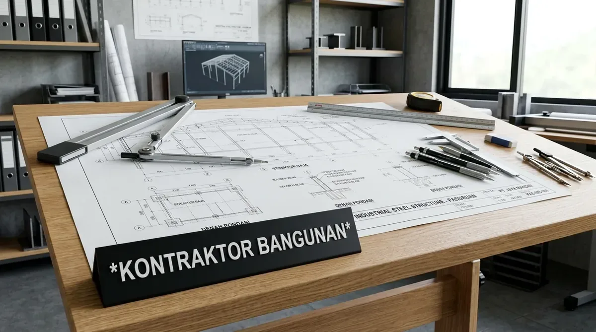 Lembar cetak gambar kerja DED arsitektur dan simulasi visual 3D render rumah kediri