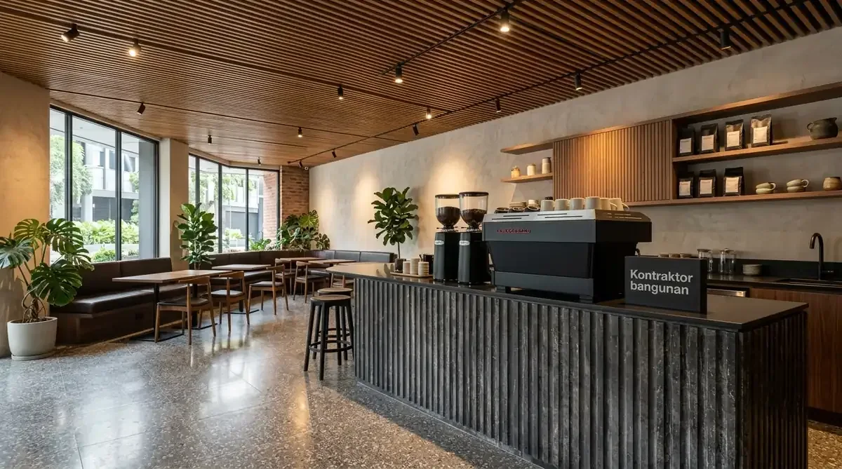 Jasa arsitek ruko kafe kediri desain fasad modern industrial komersial instagramable