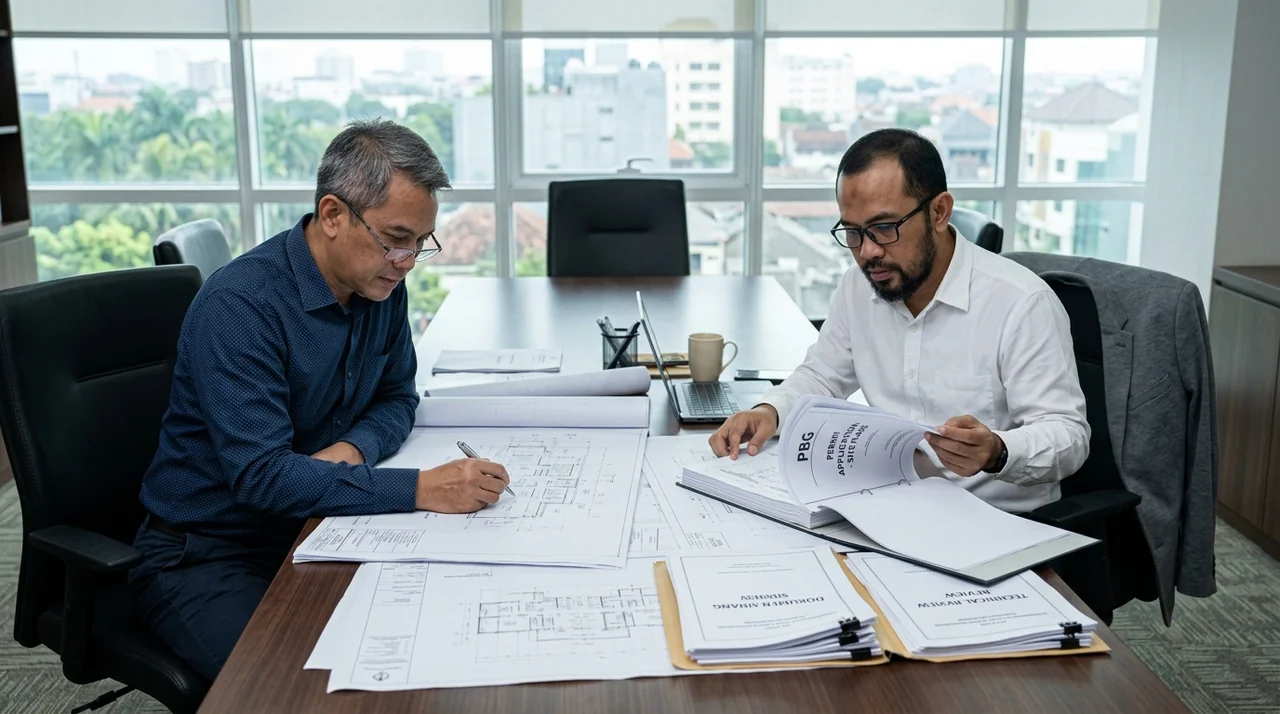 Konsultan teknis arsitektur stra dan ahli struktur ska memeriksa kelengkapan berkas sidang izin pbg di Jawa Timur