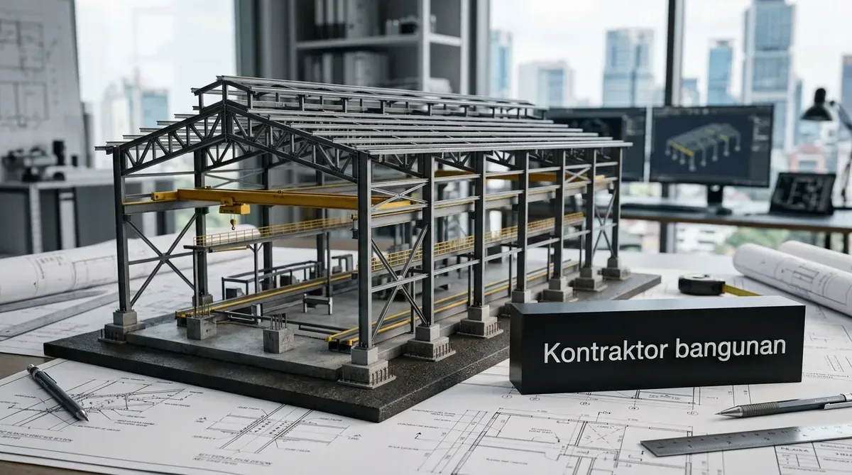 Konstruksi baja wf pasuruan perakitan portal frame rafter dan kolom pabrik industri