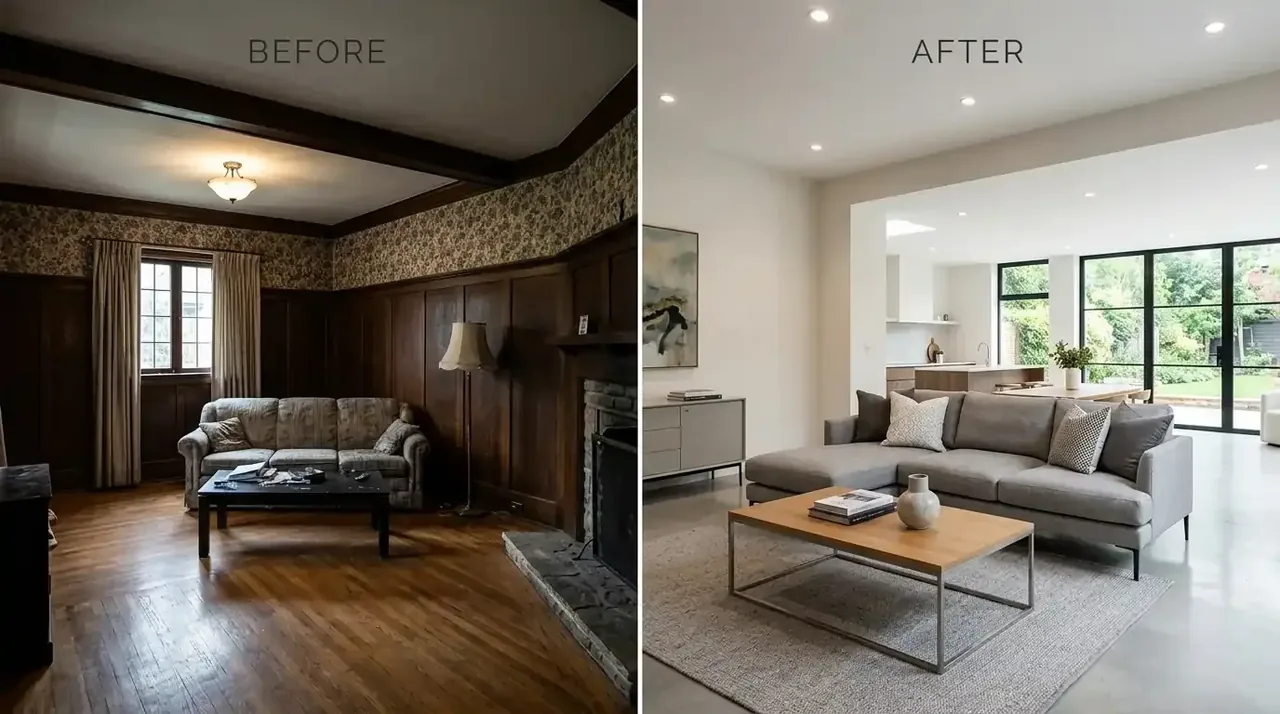 Perencanaan dan visualisasi gambar kerja arsitektur renovasi rumah modern oleh kontraktor profesional